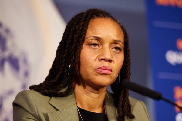 First Deputy Mayor Sheena Wright during a news conference.